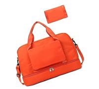 Bolsa de fin de semana plegable para mujer, bolsa de hospital con compartimento para zapatos y bolsillo húmedo, resistente al agua, bolsa de viaje para mujeres y hombres, naranja, Black