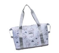 Bolsa de fitness de dibujos animados para viajes, gimnasio, fines de semana con separación en seco y húmedo, equipaje deportivo, gran capacidad, para viajes, entrenamiento, ampliable, White, Mass