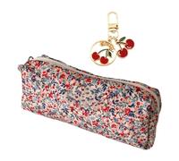 Bolsa de Flores, Dije con Cremallera, Estuche Pequeño para Lápices y Cosméticos, Estuche Beige para Lápices de Dibujos Animados