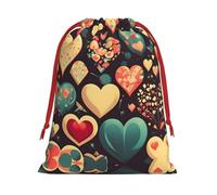 Bolsa de franela con cordón ajustable y estampado floral Heart Crush, bolsa para envolver regalos navideños o de cumpleaños