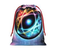 Bolsa de franela con cordón y estampado del maravilloso universo, bolsa para envolver regalos navideños o de cumpleaños
