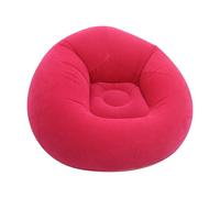 Bolsa de frijol inflable | PVC bloqueado, 103x103x60 Cm, azul marino/rojo | Sofá de aire de gamuza para sala de estar, sala de juegos, dormitorio, camping | Salón portátil