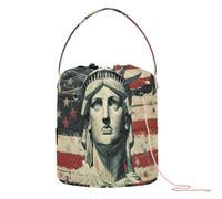 Bolsa de ganchillo con bandera del Día de los Presidentes de Estados Unidos y Lady Liberty, bolsa de tejer portátil para organizar ganchillo de punto