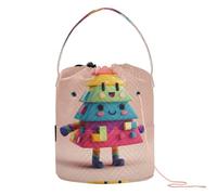 Bolsa de ganchillo con diseño de árbol apilado, colorido, para almacenamiento de ganchillo, bolsa portátil de hilo para kit de tejer, manualidades de ganchillo