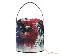 Bolsa de ganchillo con diseño de bandera del Día de los Presidentes de Estados Unidos y Lady Liberty, para ganchillo, con agujeros, para soporte de agujas, accesorios de ganchillo