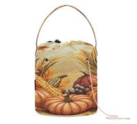 Bolsa de ganchillo rústica de otoño para el día de Acción de Gracias, cosecha, festival, bolsa de ganchillo portátil para almacenamiento de agujas de ganchillo