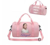 Bolsa de gimnasia personalizada para niñas, niñas, niños, ballet, jazz, tango, flamenco, bolsa perfecta para regalo de gimnasia y almacenamiento de equipo deportivo, 30,5 x 17,8 cm, Pink, Moda