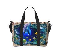 Bolsa de gimnasio 3D Underwater World Dolphin grande de 16 pulgadas, ligera, bolsa de lona para viajes, deportes, bolsa de hospital para mamá, Black, Talla única