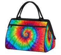 Bolsa de gimnasio abstracta con diseño de remolino arcoíris para hombres y mujeres, bolsa de viaje para deportes de viaje, impermeable, bolsa de fin de semana, bolsa de noche ligera