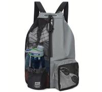 Bolsa de Gimnasio Bolsa de natación Mochila con cordón de Red con Bolsillo húmedo Mochila de Playa Natación Gimnasio y Bolsa de Almacenamiento de Equipo de Entrenamiento(Gray)
