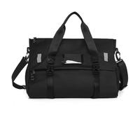 Bolsa De Gimnasio Bolsa Deportiva for Mujer, Bolsa de Gimnasio, Bolsas natación secas y húmedas, Grande Impermeable Nailon for Esterilla Yoga con Zapato, Viaje Ligera for Fin Semana(Black)