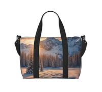 Bolsa de gimnasio con bandera griega para hombres y mujeres, bolsa de viaje con compartimento para zapatos, bolsas de entrenamiento, Sunset Winter Mountains, Talla única, Bolsa de viaje