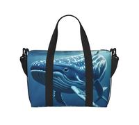 Bolsa de gimnasio con bandera griega para hombres y mujeres, bolsa de viaje con compartimento para zapatos, bolsas de entrenamiento, Natación de ballena azul pequeña, Talla única, Bolsa de viaje