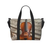 Bolsa de gimnasio con bandera griega para hombres y mujeres, bolsa de viaje con compartimento para zapatos, bolsas de entrenamiento, Partituras para violín, Talla única, Bolsa de viaje