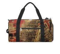 Bolsa de gimnasio con compartimento para zapatos, bolsa de viaje, bolsa de viaje para fin de semana, bolsa de yoga, diseño vintage de iconos de Londres