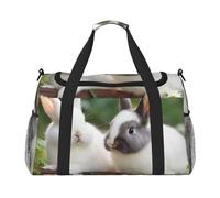Bolsa de gimnasio con compartimento para zapatos, bolsa de viaje y entrenamiento para hombres y mujeres, Dos pequeños conejos lindos, Talla única, Bolsa de viaje