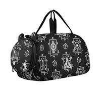 Bolsa de gimnasio con compartimento para zapatos, gran capacidad, diseño de tarot astrológico, color negro gótico, bolsa de viaje para viajes, deportes, fitness y entrenamiento