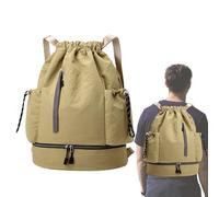 Bolsa de gimnasio con cordón, mochila deportiva impermeable, gran capacidad, bolsa de hombro impermeable para escalada de montaña y fútbol, caqui, Refer to description