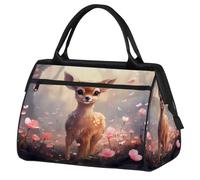 Bolsa de gimnasio con diseño de amapola y ciervos para hombres y mujeres, bolsa de lona impermeable para fin de semana, ligera, para llevar en el equipaje