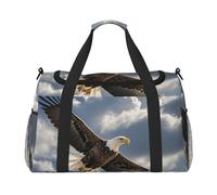Bolsa de gimnasio con diseño de cuervo nocturno para hombres y mujeres, bolsa de noche con compartimento para zapatos, bolsas de viaje y entrenamiento, El águila vuela en el cielo, Talla única, Bolsa