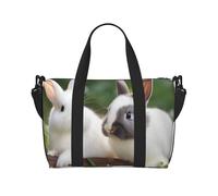 Bolsa de gimnasio con diseño de dos conejos, para hombres y mujeres, bolsa de viaje con compartimento para zapatos, bolsas de entrenamiento, Dos pequeños conejos lindos, Talla única, Bolsa de viaje