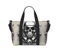 Bolsa de gimnasio con diseño de esqueleto con pistola, bolsa cruzada de viaje de fin de semana, adecuada para viajes de negocios