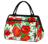 Bolsa de gimnasio con diseño de flores y hojas de amapola para hombres y mujeres, bolsa de viaje para deportes, impermeable, bolsa de viaje para fin de semana, bolsa ligera para equipaje de mano