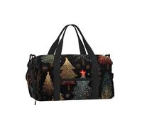 Bolsa de gimnasio con diseño de galaxia de árbol de Navidad para hombres y mujeres, bolsa de lona de viaje de fin de semana de Navidad con compartimento para zapatos, resistente al agua, para deportes