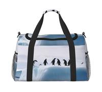 Bolsa de gimnasio con diseño de gallo para hombres y mujeres, bolsa de noche con compartimento para zapatos, bolsas de viaje y entrenamiento, Pingüinos en el iceberg, Talla única, Bolsa de viaje