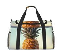 Bolsa de gimnasio con diseño de gallo para hombres y mujeres, bolsa de noche con compartimento para zapatos, bolsas de viaje y entrenamiento, Fruta de piña, Talla única, Bolsa de viaje