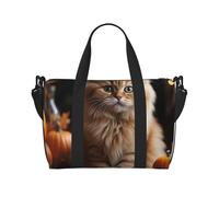 Bolsa de gimnasio con diseño de gatito en calabaza, para hombres y mujeres, bolsa de viaje con compartimento para zapatos, bolsas de entrenamiento, Gatito en calabaza, Talla única, Bolsa de viaje