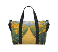 Bolsa de gimnasio con diseño de hojas y mariquitas, para hombres y mujeres, bolsa de viaje con compartimento para zapatos, bolsas de entrenamiento, Poppies Field Yellow Brick Road, Talla única, Bolsa