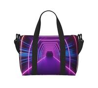 Bolsa de gimnasio con diseño de lémur de cola anillada para hombres y mujeres, bolsa de viaje con compartimento para zapatos, bolsas de entrenamiento, Túnel de luces de neón, Talla única, Bolsa de