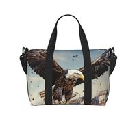 Bolsa de gimnasio con diseño de limones y hojas de limón para hombres y mujeres, bolsa de viaje con compartimento para zapatos, bolsas de entrenamiento, Un águila vuela sobre ella, Talla única, Bolsa