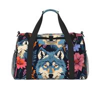 Bolsa de gimnasio con diseño de lobo, bolsa de transporte de mano de gran capacidad, plegable, para actividades al aire última intervensión