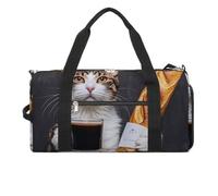 Bolsa de gimnasio con diseño de pan de gato para hombres y mujeres, bolsa de gimnasio impermeable, bolsa de lona grande para viajes y entrenamiento