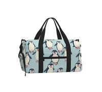 Bolsa de gimnasio con diseño de pingüino de dibujos animados para hombres y mujeres, bonita bolsa de viaje de fin de semana con compartimento para zapatos, resistente al agua, para deportes, baile
