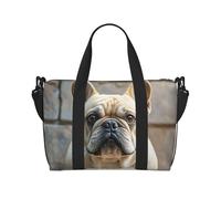 Bolsa de gimnasio con elevador de esquí con abeto para hombres y mujeres, bolsa de viaje con compartimento para zapatos, bolsas de entrenamiento, Bulldog francés, Talla única, Bolsa de viaje