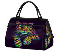 Bolsa de gimnasio con estampado de animales de jaguar leopardo para hombres y mujeres, bolsa de lona impermeable para fin de semana, bolsa ligera para equipaje de mano