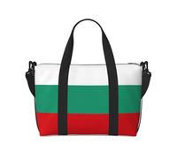 Bolsa de gimnasio con estampado de bandera búlgara para mujer, bolsa de viaje de fin de semana, bolsa de lona para artículos personales, Negro -, Talla única