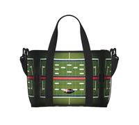 Bolsa de gimnasio con estampado de campo y pelota de fútbol americano para mujer, bolsa de lona para fin de semana, bolsa de viaje para artículos personales, Negro -, Talla única