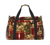 Bolsa de gimnasio con estampado de Feliz Navidad de gran capacidad, bolsa de transporte de mano, plegable, para actividades al aire última intervensión