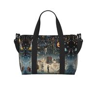 Bolsa de gimnasio con estampado de física para mujer, bolsa de fin de semana, bolsa de artículos personales, bolsa de hombro para mujeres y hombres, Negro -, Talla única