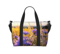 Bolsa de gimnasio con estampado de flores silvestres y acianos y margaritas para mujer, bolsa de viaje de fin de semana, bolsa de mano para artículos personales, Negro -, Talla única
