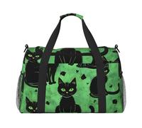 Bolsa de gimnasio con estampado de gato de dibujos animados de gran capacidad, bolsa de transporte de mano plegable para actividades al aire última intervensión