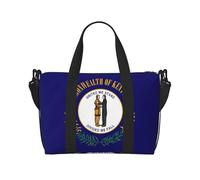Bolsa de gimnasio con estampado de la bandera del estado de Kentucky para mujer, bolsa de fin de semana, bolsa de artículos personales, bolsa de hombro para mujeres y hombres, Negro -, Talla única