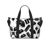 Bolsa de gimnasio con estampado de labios y pintalabios negros para mujer, bolsa de viaje para fin de semana, bolsa de viaje para artículos personales, Negro -, Talla única