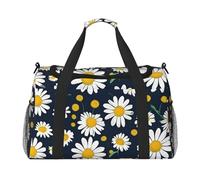 Bolsa de gimnasio con estampado de margaritas florales de gran capacidad, bolsa de transporte de mano, plegable, para actividades al aire última intervensión