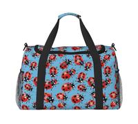 Bolsa de gimnasio con estampado de mariquitas sobre un fondo de gran capacidad, bolsa de transporte de mano, plegable, para actividades al aire última intervensión