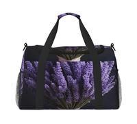 Bolsa de gimnasio con estampado de ramo de lavanda de gran capacidad, bolsa de transporte de mano, plegable, para actividades al aire última intervensión